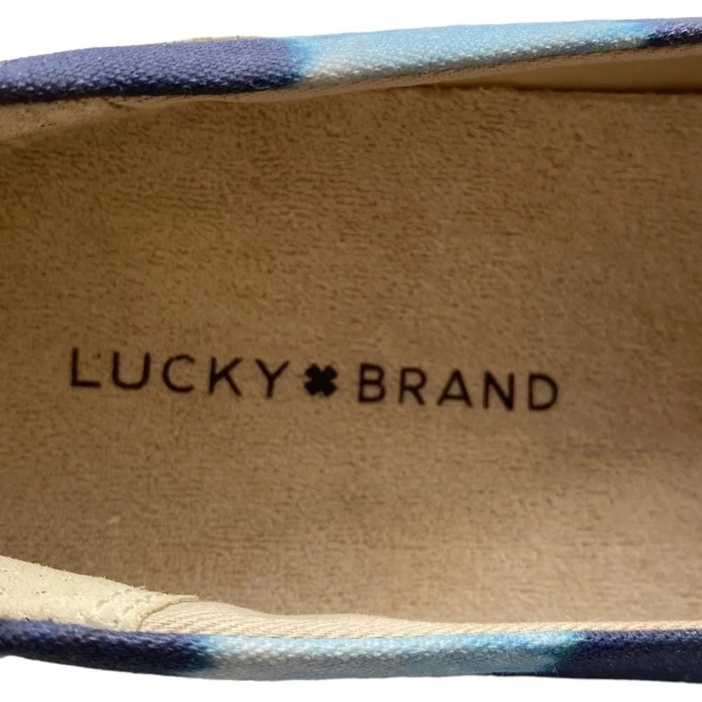 Lucky Brand Slip On Shoe Hadie Blue Tie Dye Canvas Leather Casual Size 9.5 - Picture 7 of 10